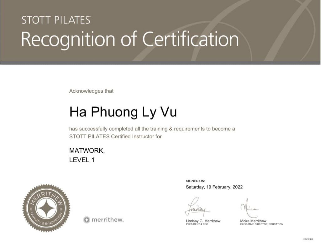 HLV Pilates Việt Nam đầu tiên thi đỗ bằng Stott Pilates tại Paragate